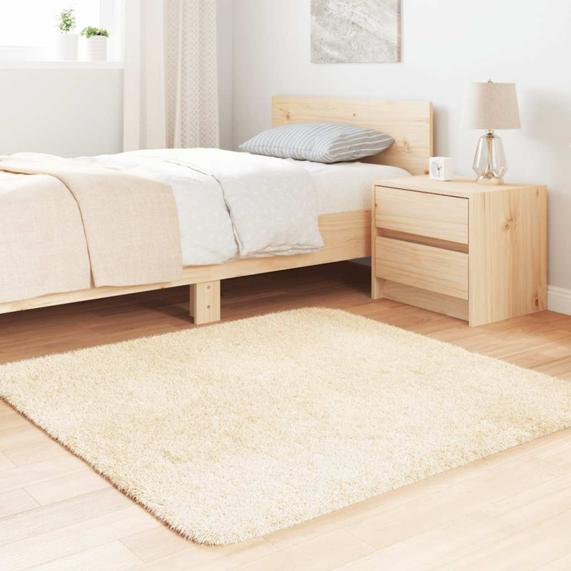 Teppich Shaggy Hochflor NAVARRA Creme 120x120 cm Polyester