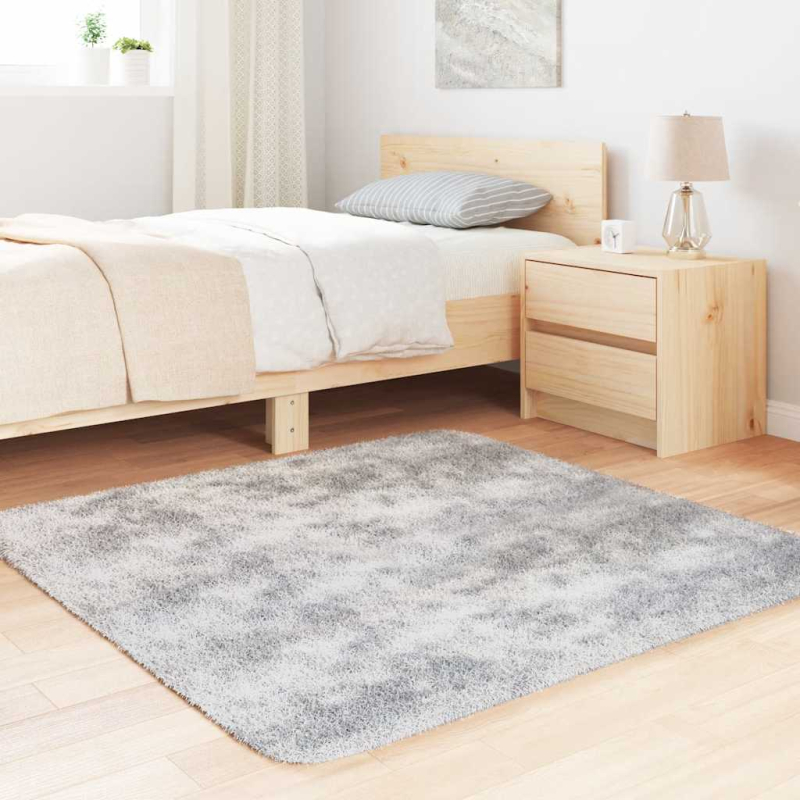 Teppich Shaggy Hochflor NAVARRA Hellgrau 120x120 cm Polyester