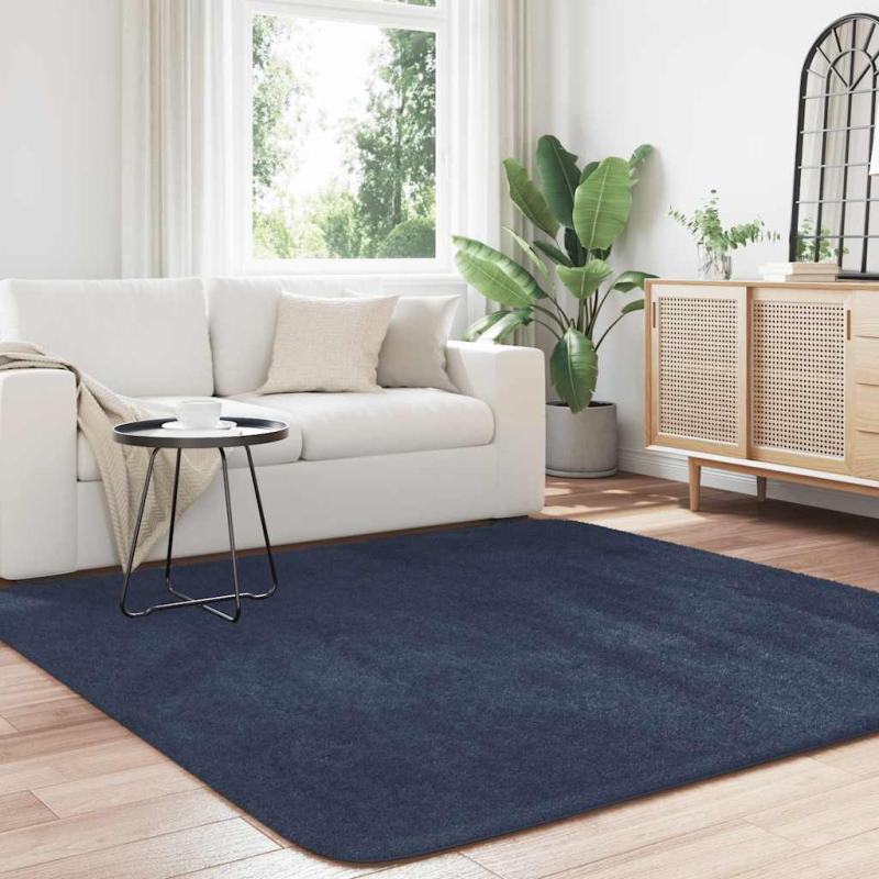 Teppich Shaggy Hochflor NAVARRA Marineblau 200x200 cm Polyester