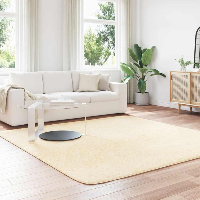 Teppich Shaggy Hochflor NAVARRA Creme 240x240 cm Polyester