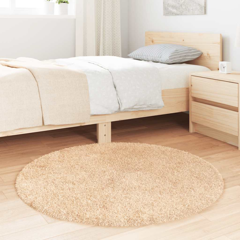 Teppich Shaggy Hochflor NAVARRA Beige 100x100 cm Polyester