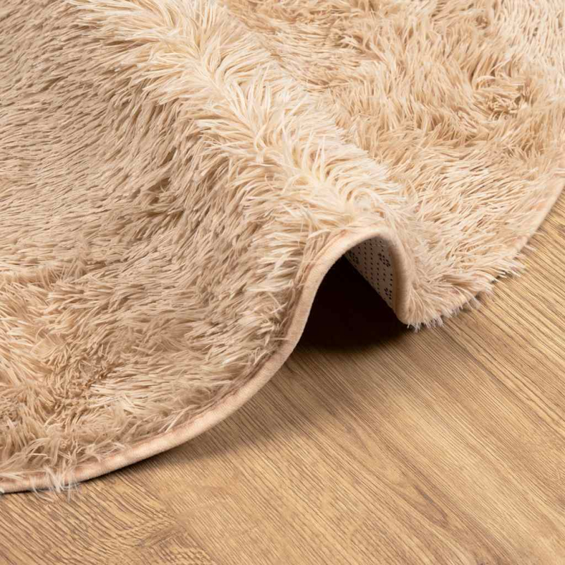 Teppich Shaggy Hochflor NAVARRA Beige 100x100 cm Polyester