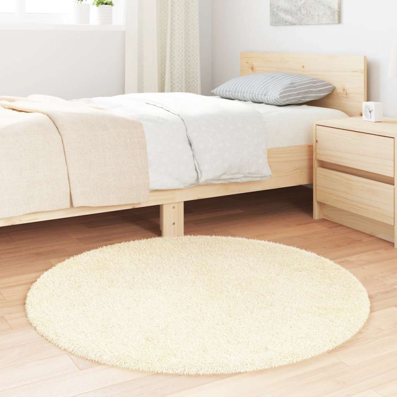 Teppich Shaggy Hochflor NAVARRA Creme 100x100 cm Polyester