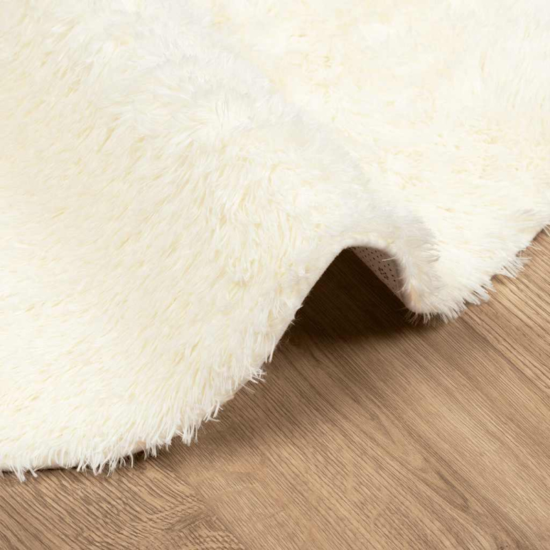 Teppich Shaggy Hochflor NAVARRA Creme 100x100 cm Polyester