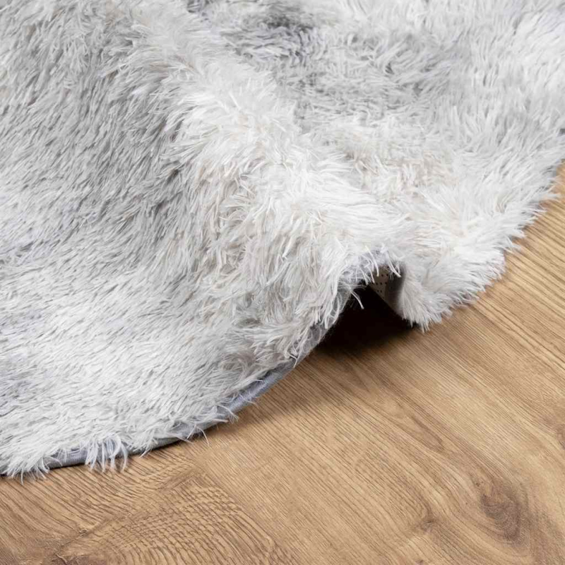 Teppich Shaggy Hochflor NAVARRA Hellgrau 100x100 cm Polyester