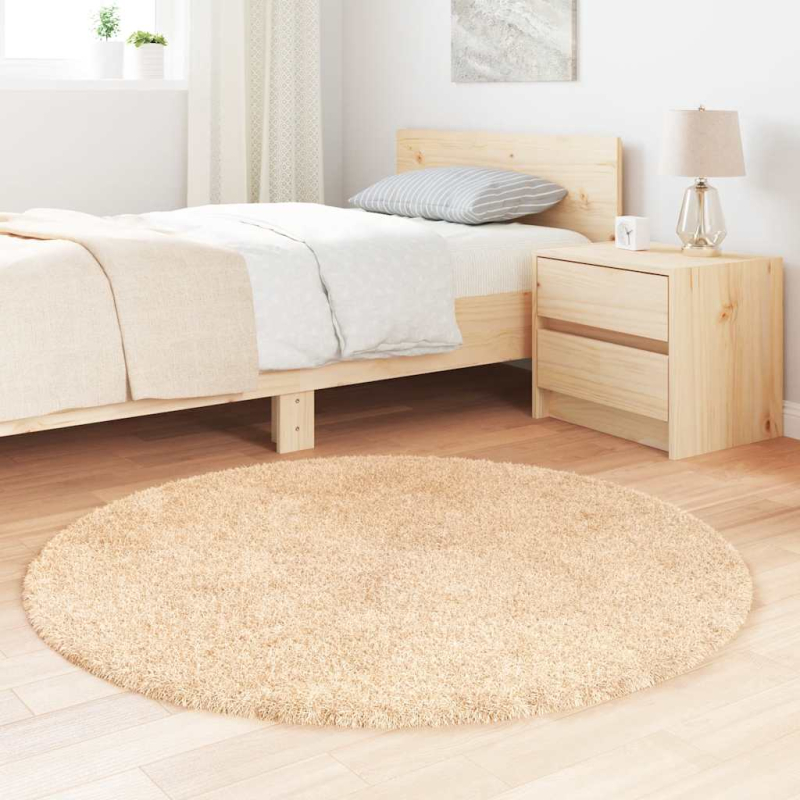 Teppich Shaggy Hochflor NAVARRA Beige 120x120 cm Polyester