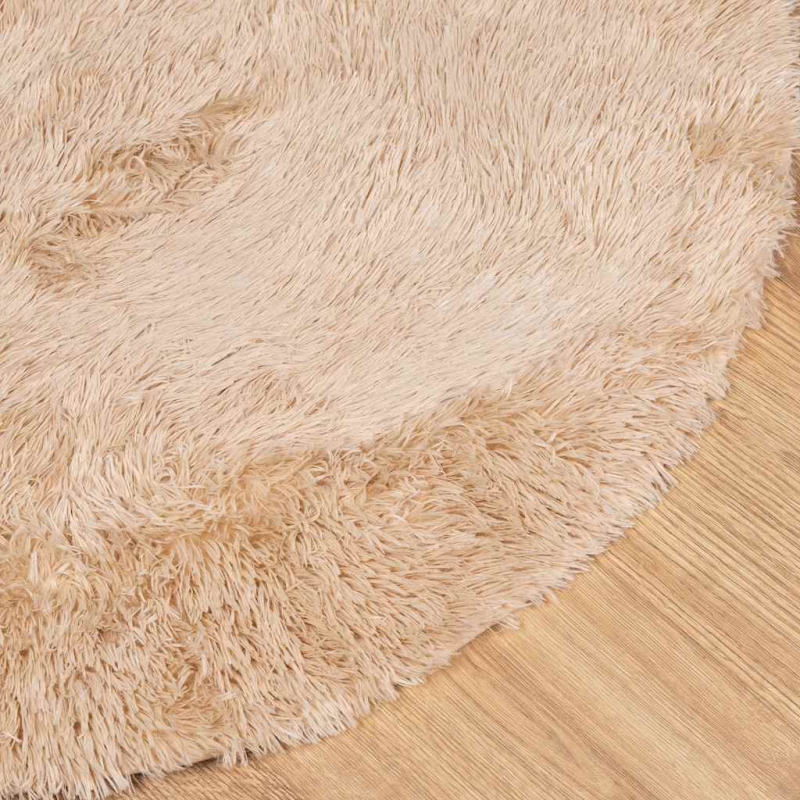 Teppich Shaggy Hochflor NAVARRA Beige 120x120 cm Polyester