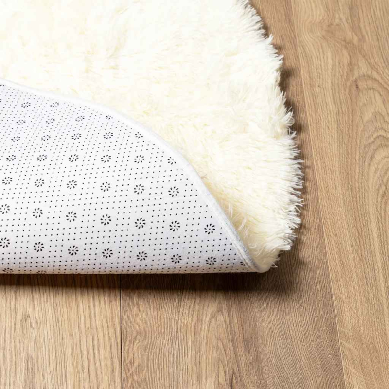 Teppich Shaggy Hochflor NAVARRA Creme 120x120 cm Polyester