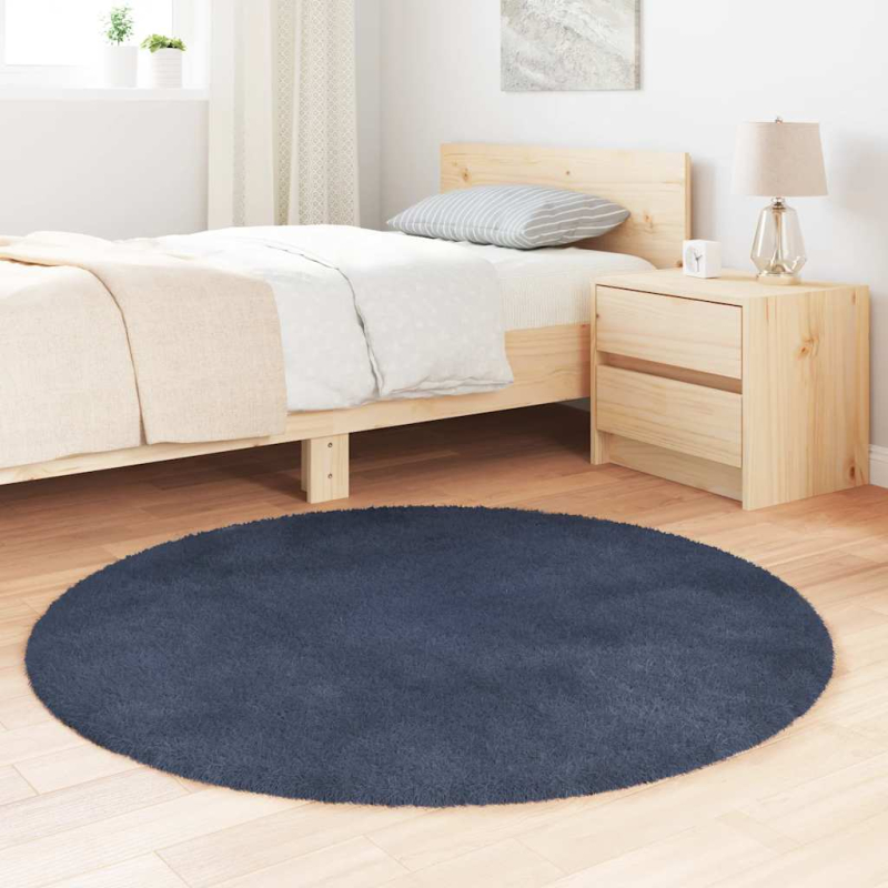 Teppich Shaggy Hochflor NAVARRA Marineblau 120x120 cm Polyester