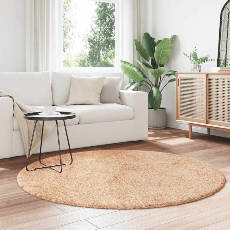 Teppich Shaggy Hochflor NAVARRA Beige 160x160 cm Polyester