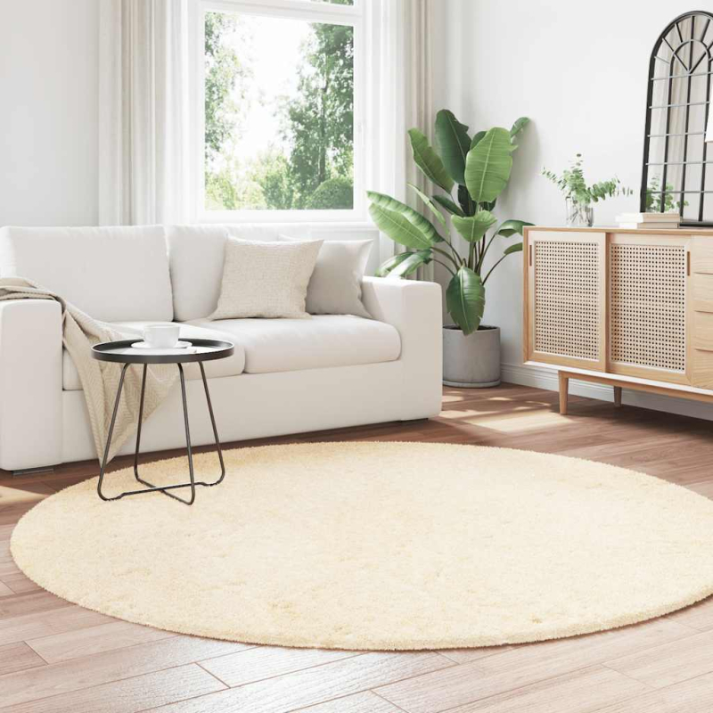 Teppich Shaggy Hochflor NAVARRA Creme 200x200 cm Polyester