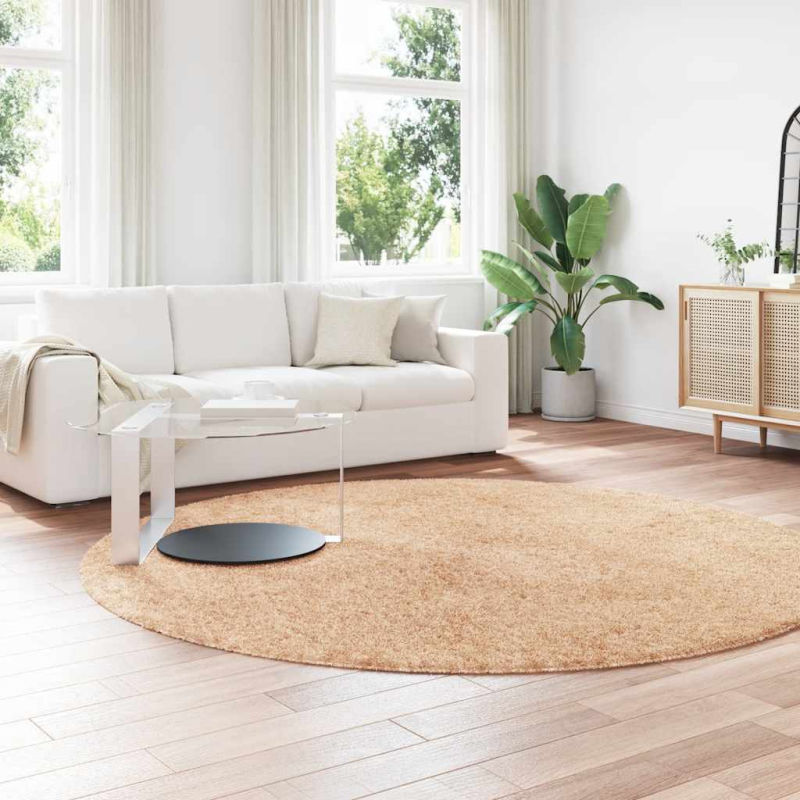 Teppich Shaggy Hochflor NAVARRA Beige 240x240 cm Polyester