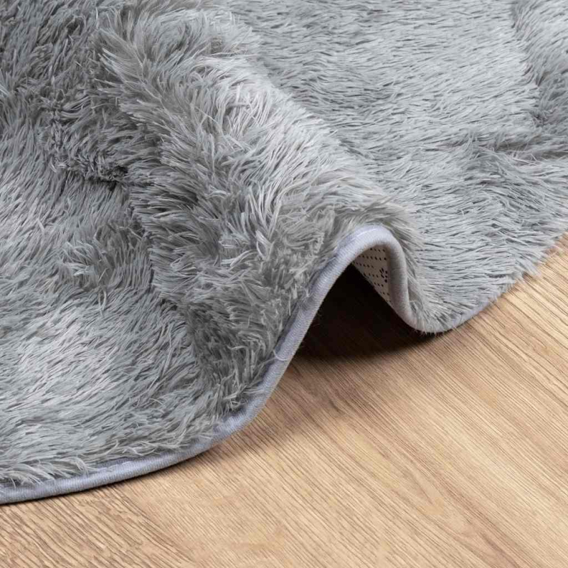 Teppich Shaggy Hochflor NAVARRA Silbergrau 240x240 cm Polyester