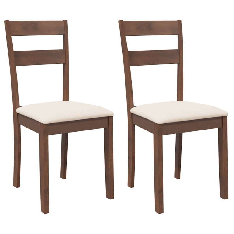 Esszimmerstühle mit Kissen 2 Stk. Braun Massivholz Gummibaum
