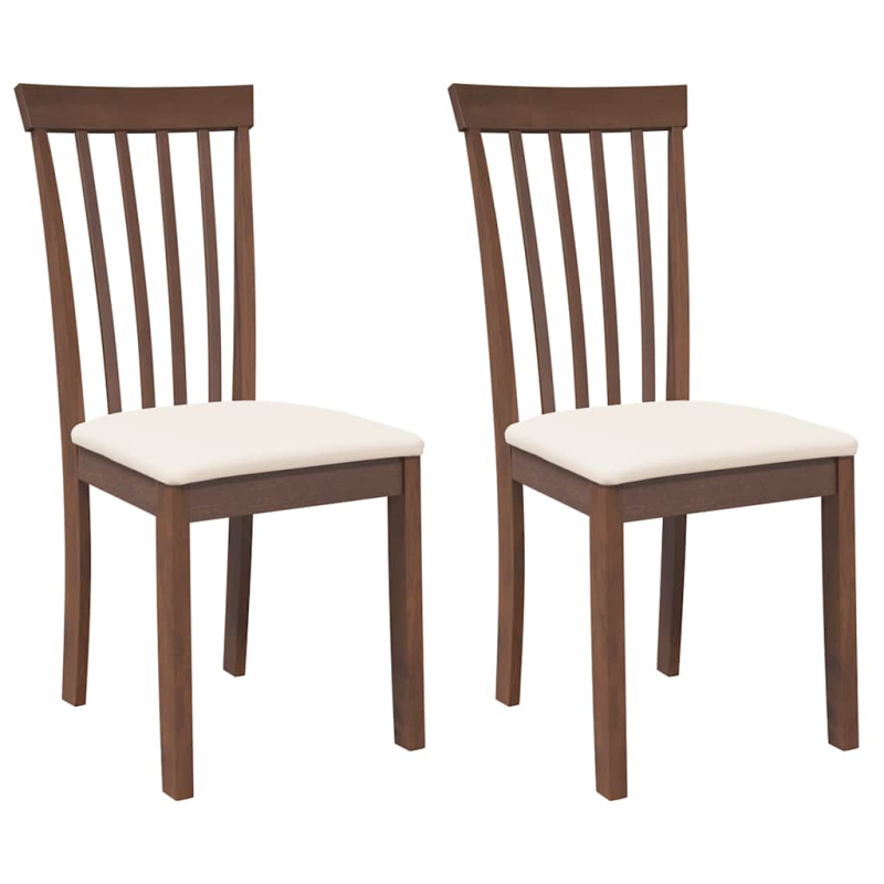 Esszimmerstühle mit Kissen 2 Stk. Braun Massivholz Gummibaum