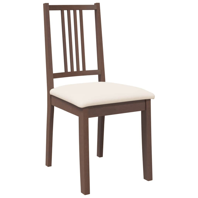 Esszimmerstühle mit Kissen 2 Stk. Braun Massivholz Gummibaum