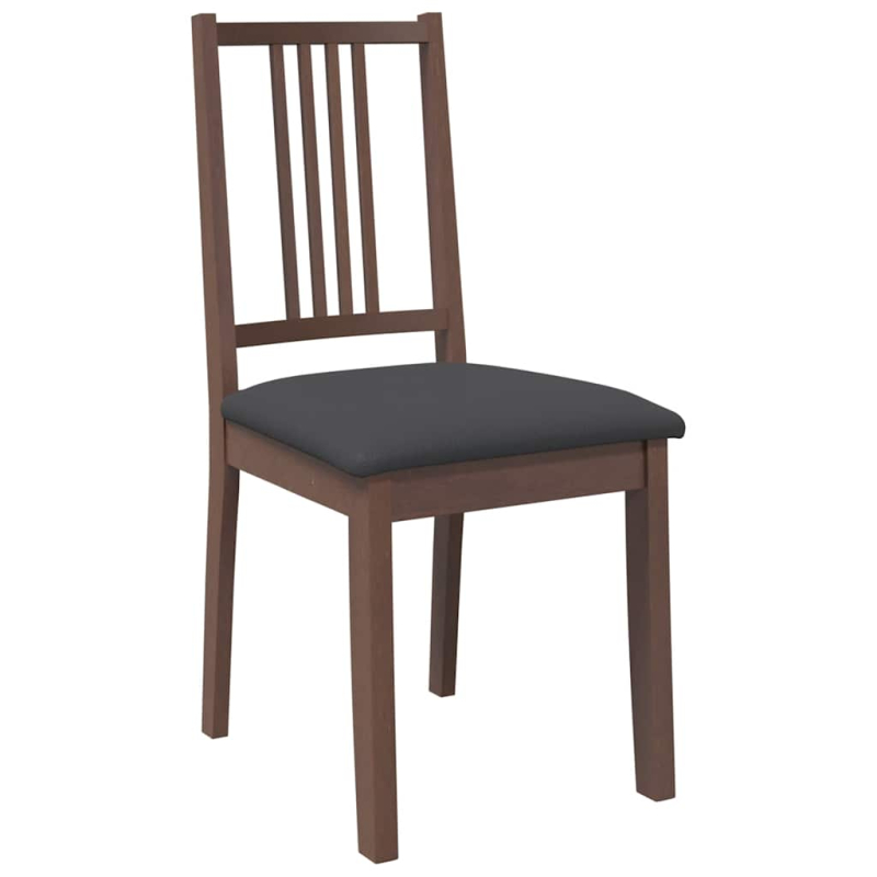 Esszimmerstühle mit Kissen 2 Stk. Braun Massivholz Gummibaum