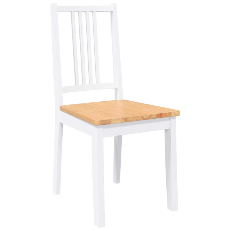 Esszimmerstühle 2 Stk. Weiß Massivholz Gummibaum