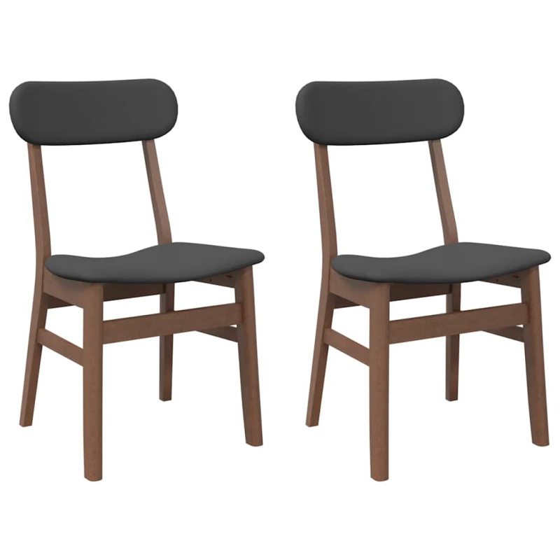Esszimmerstühle mit Kissen 2 Stk. Braun Massivholz Gummibaum