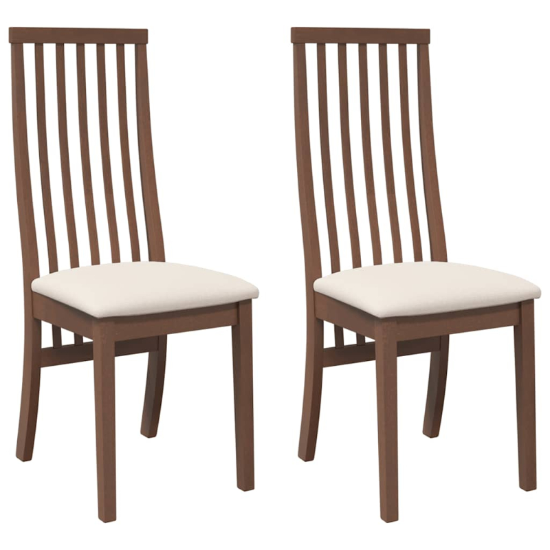 Esszimmerstühle mit Kissen 2 Stk. Braun Massivholz Gummibaum