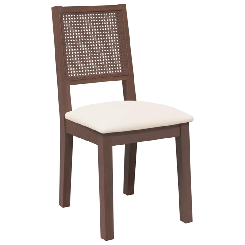 Esszimmerstühle mit Kissen 2 Stk. Braun Massivholz Gummibaum