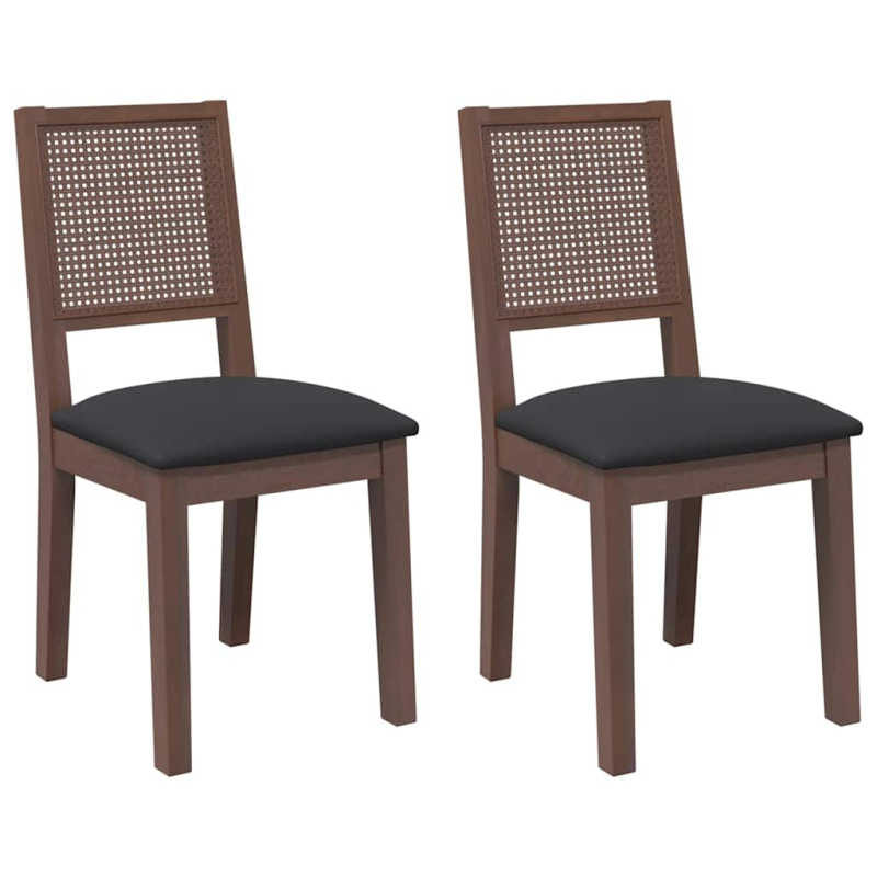 Esszimmerstühle mit Kissen 2 Stk. Braun Massivholz Gummibaum