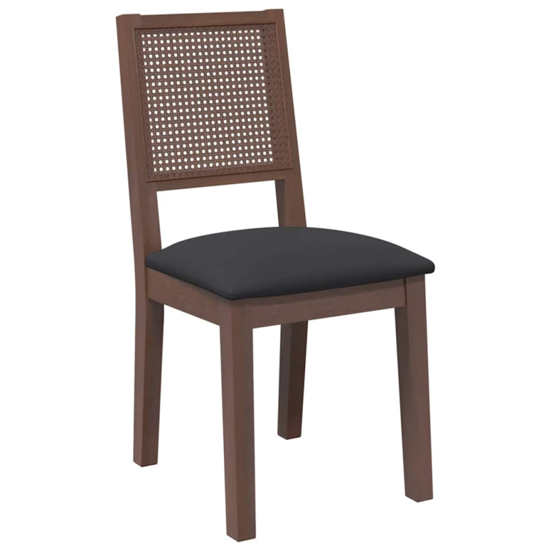 Esszimmerstühle mit Kissen 2 Stk. Braun Massivholz Gummibaum