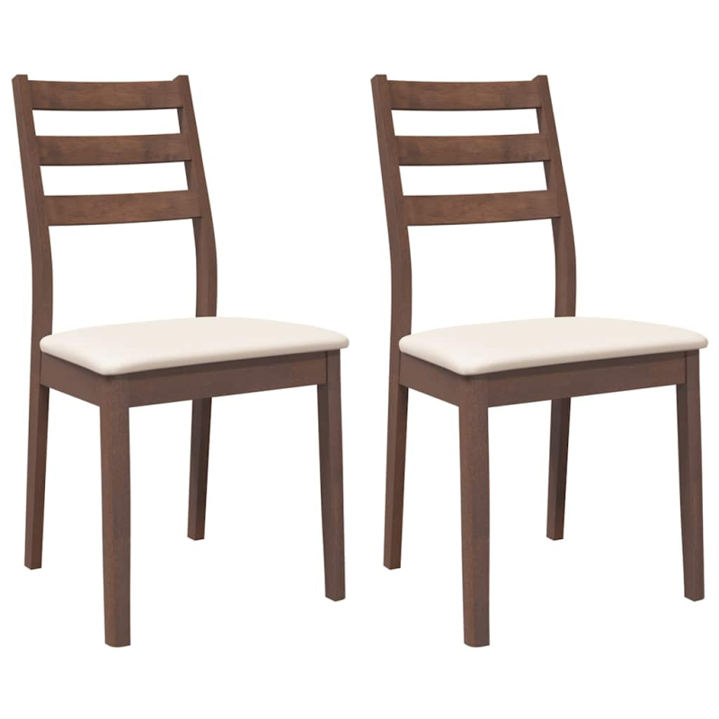 Esszimmerstühle mit Kissen 2 Stk. Braun Massivholz Gummibaum