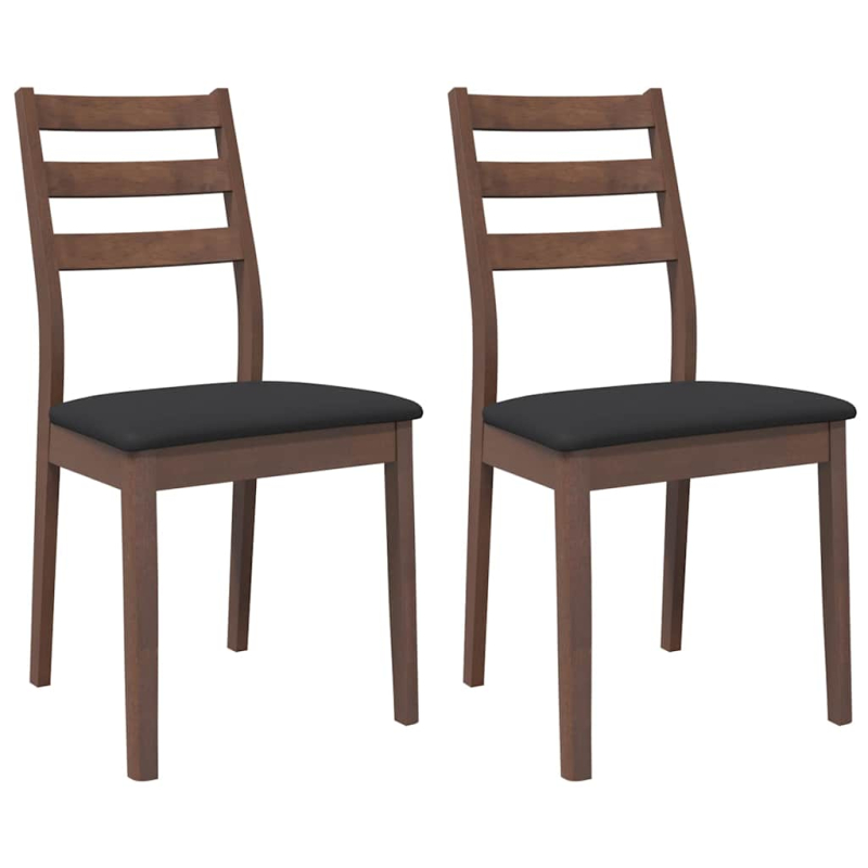 Esszimmerstühle mit Kissen 2 Stk. Braun Massivholz Gummibaum
