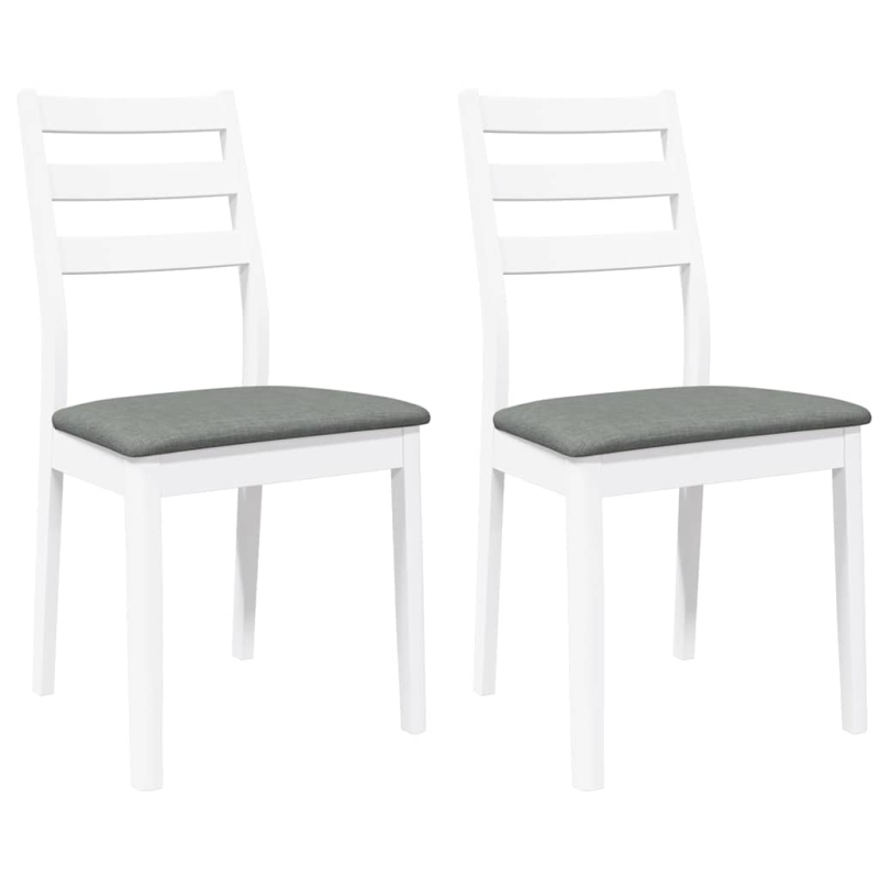 Esszimmerstühle mit Kissen 2 Stk. Weiß Massivholz Gummibaum