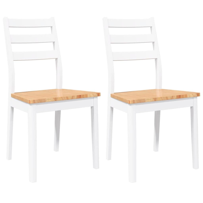 Esszimmerstühle 2 Stk. Weiß Massivholz Gummibaum