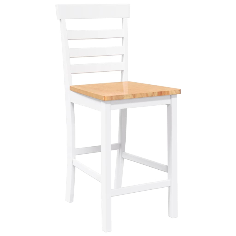 Barhocker 2 Stk. Weiß Massivholz Gummibaum