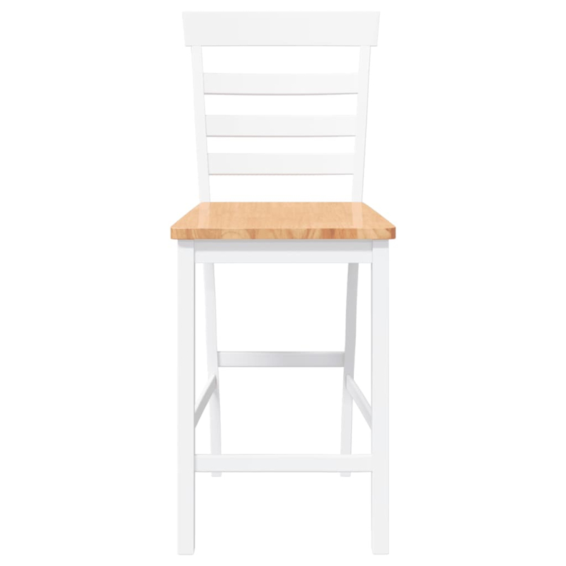 Barhocker 2 Stk. Weiß Massivholz Gummibaum