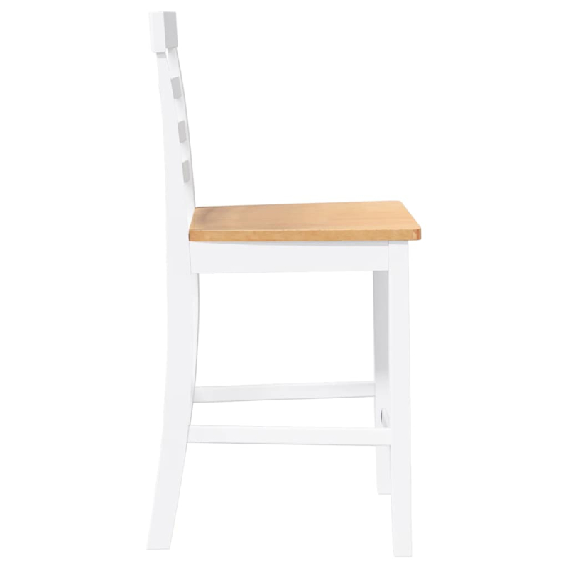 Barhocker 2 Stk. Weiß Massivholz Gummibaum