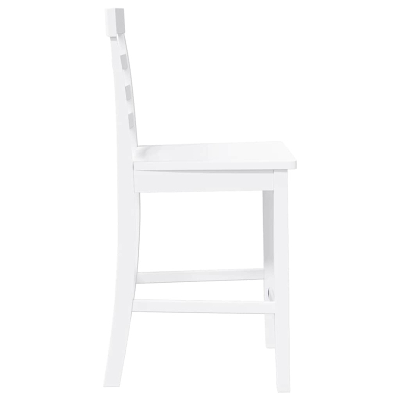 Barhocker 2 Stk. Weiß Massivholz Gummibaum