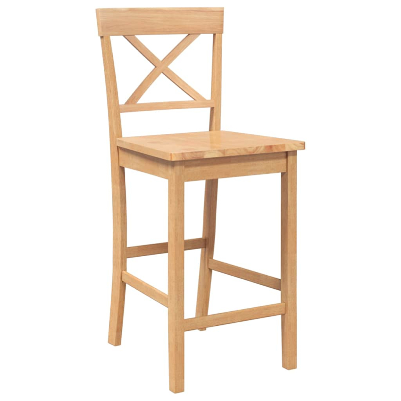 Barhocker 2 Stk. Natur Massivholz Gummibaum