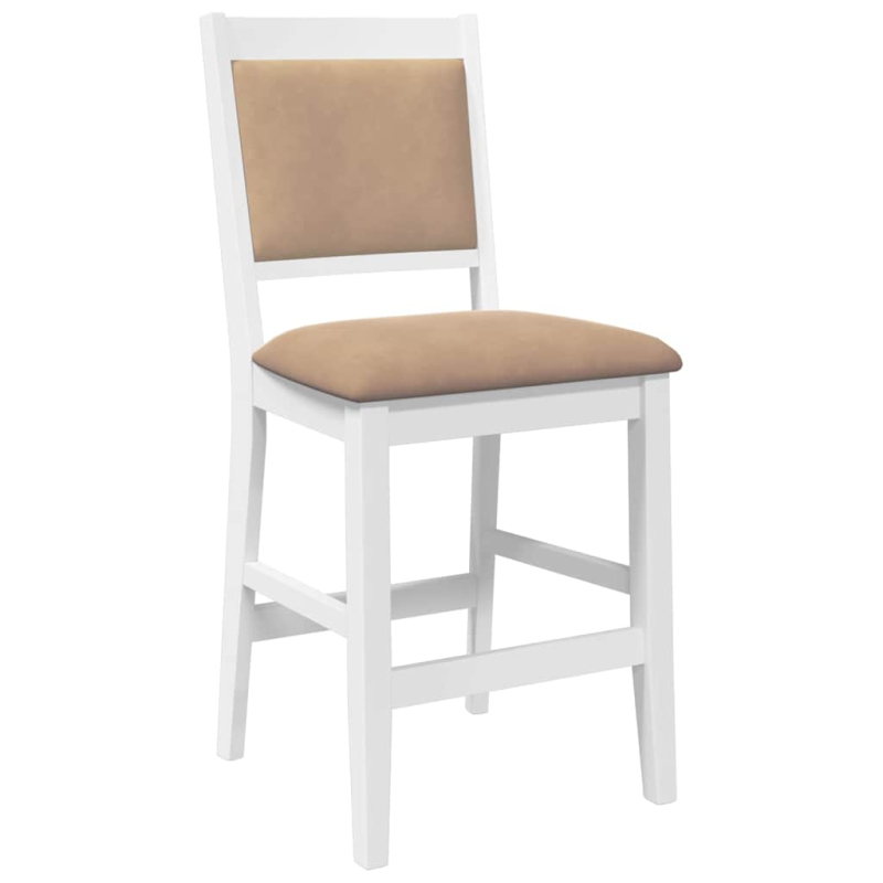 Barhocker mit Kissen 2 Stk. Weiß Massivholz Gummibaum