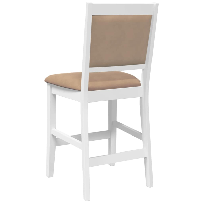 Barhocker mit Kissen 2 Stk. Weiß Massivholz Gummibaum