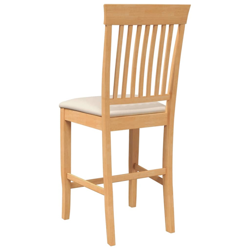 Barhocker mit Kissen 2 Stk. Natur Massivholz Gummibaum
