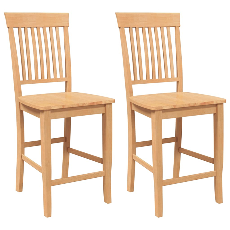 Barhocker 2 Stk. Natur Massivholz Gummibaum
