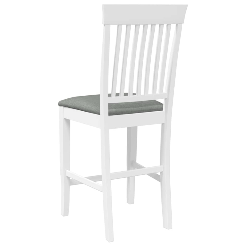 Barhocker mit Kissen 2 Stk. Weiß Massivholz Gummibaum