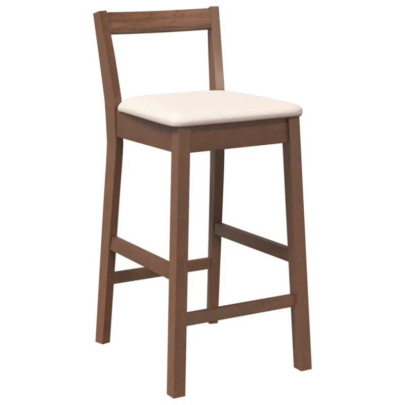 Barhocker mit Kissen 2 Stk. Braun Massivholz Gummibaum