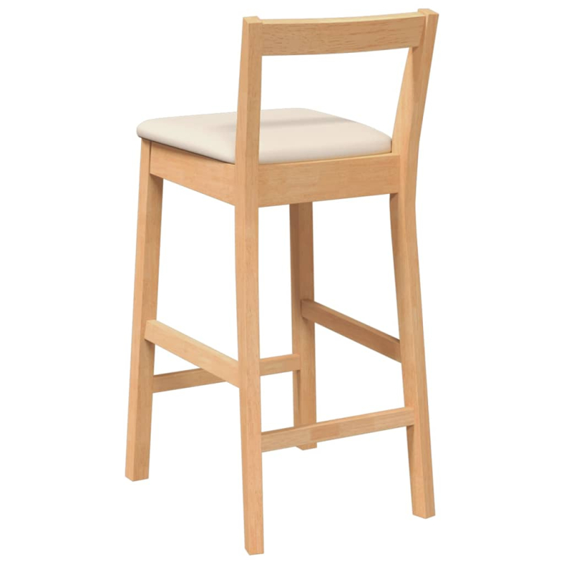 Barhocker mit Kissen 2 Stk. Natur Massivholz Gummibaum