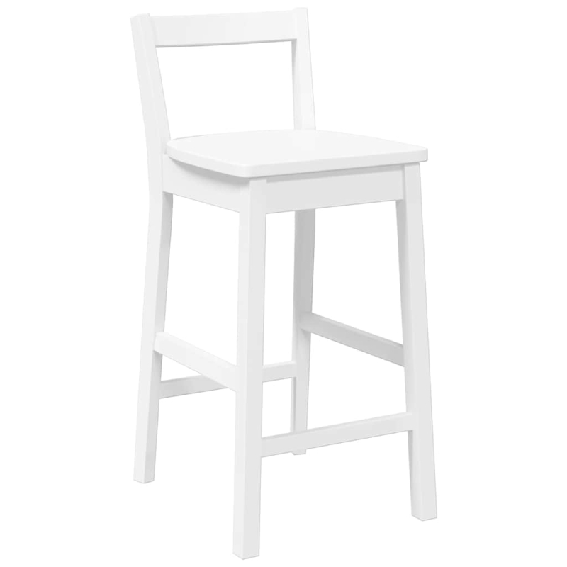 Barhocker 2 Stk. Weiß Massivholz Gummibaum