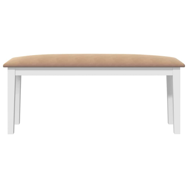 Bank 110 cm Weiß Massivholz Gummibaum