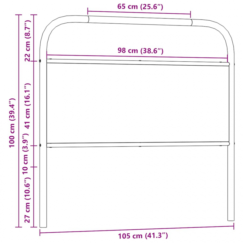 Kopfteil Räuchereiche 100 cm Stahl und Holzwerkstoff
