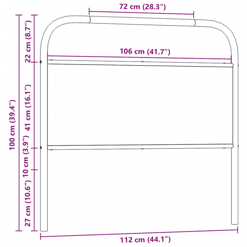 Kopfteil Räuchereiche 107 cm Stahl und Holzwerkstoff