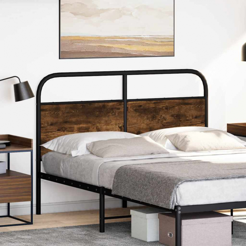 Kopfteil Räuchereiche 135 cm Stahl und Holzwerkstoff