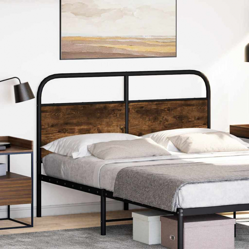 Kopfteil Räuchereiche 140 cm Stahl und Holzwerkstoff