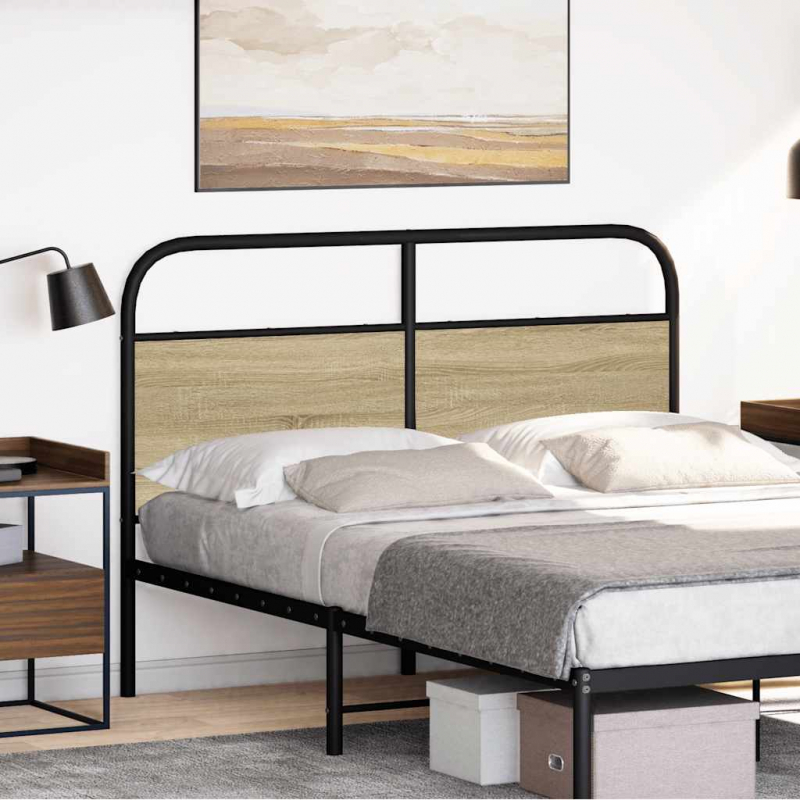 Kopfteil Sonoma-Eiche 140 cm Stahl und Holzwerkstoff